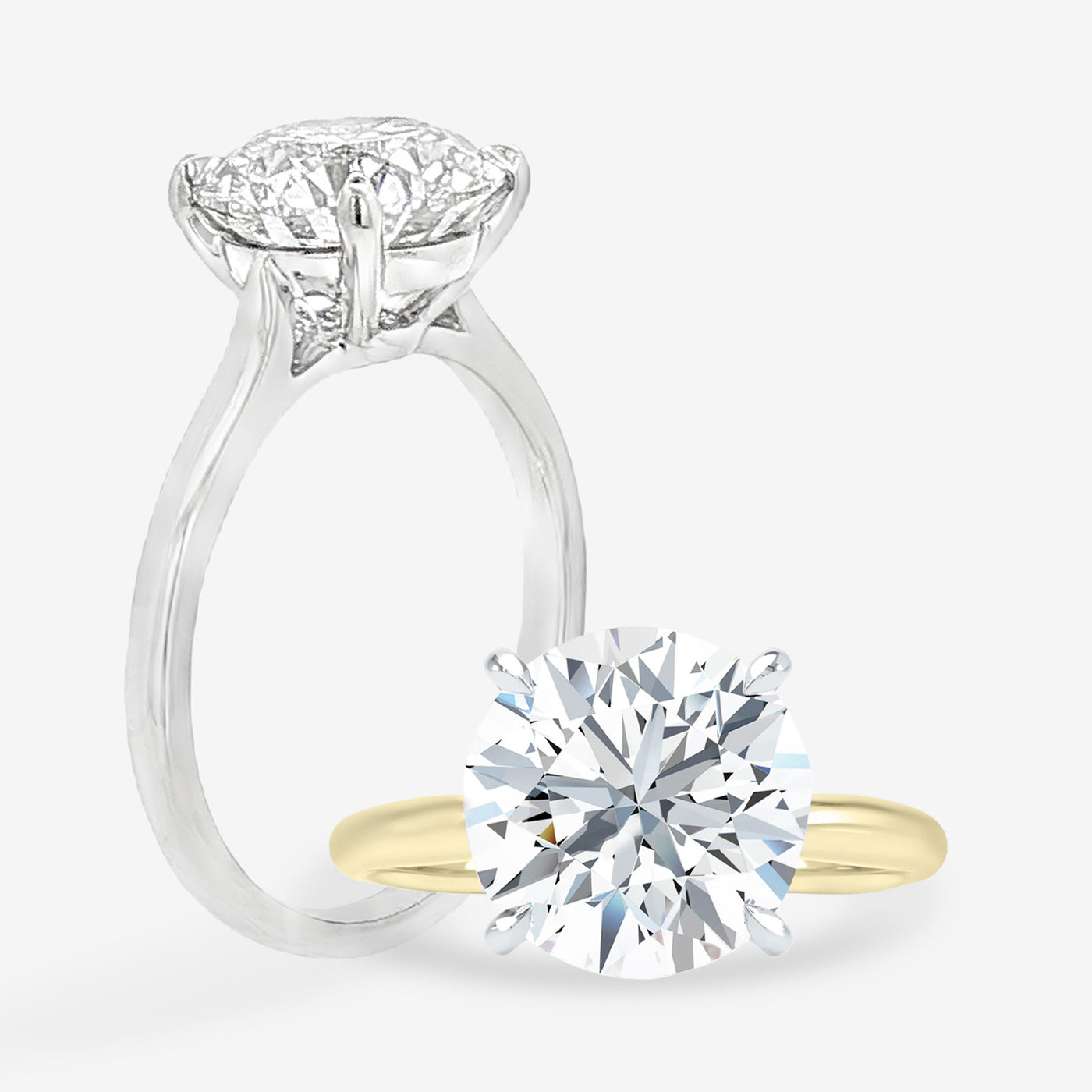 Swan Classic - With Rail - Round Engagement Ring