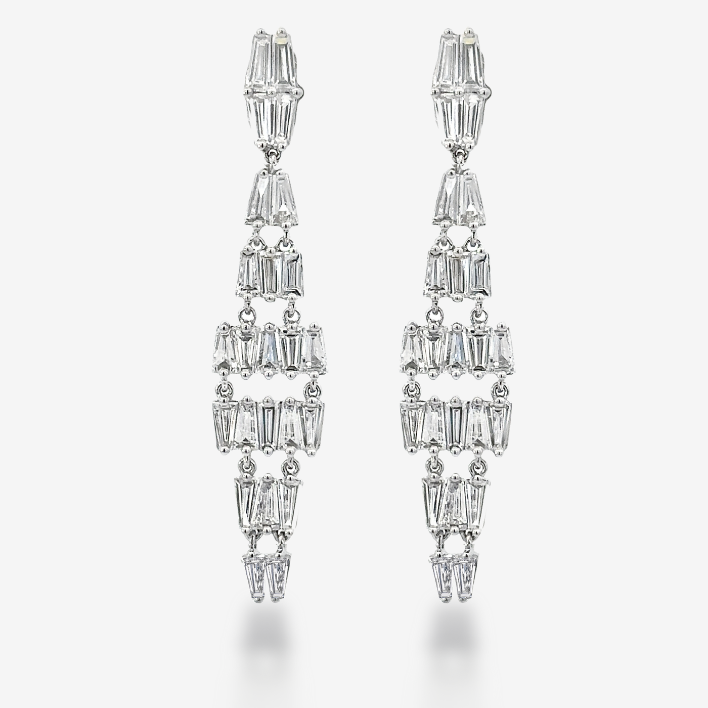 Tapered Baguette Cut Chandelier Earrings