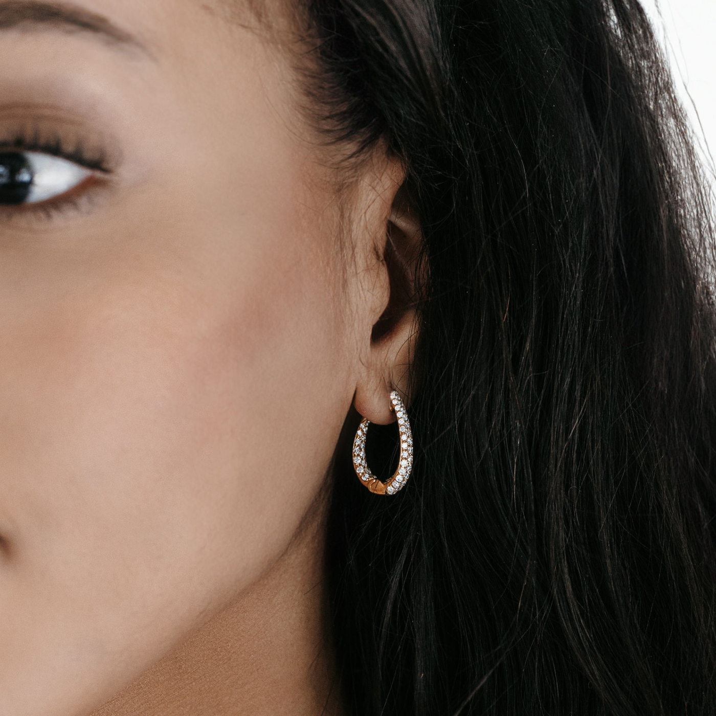 tapered diamond hoop earrings