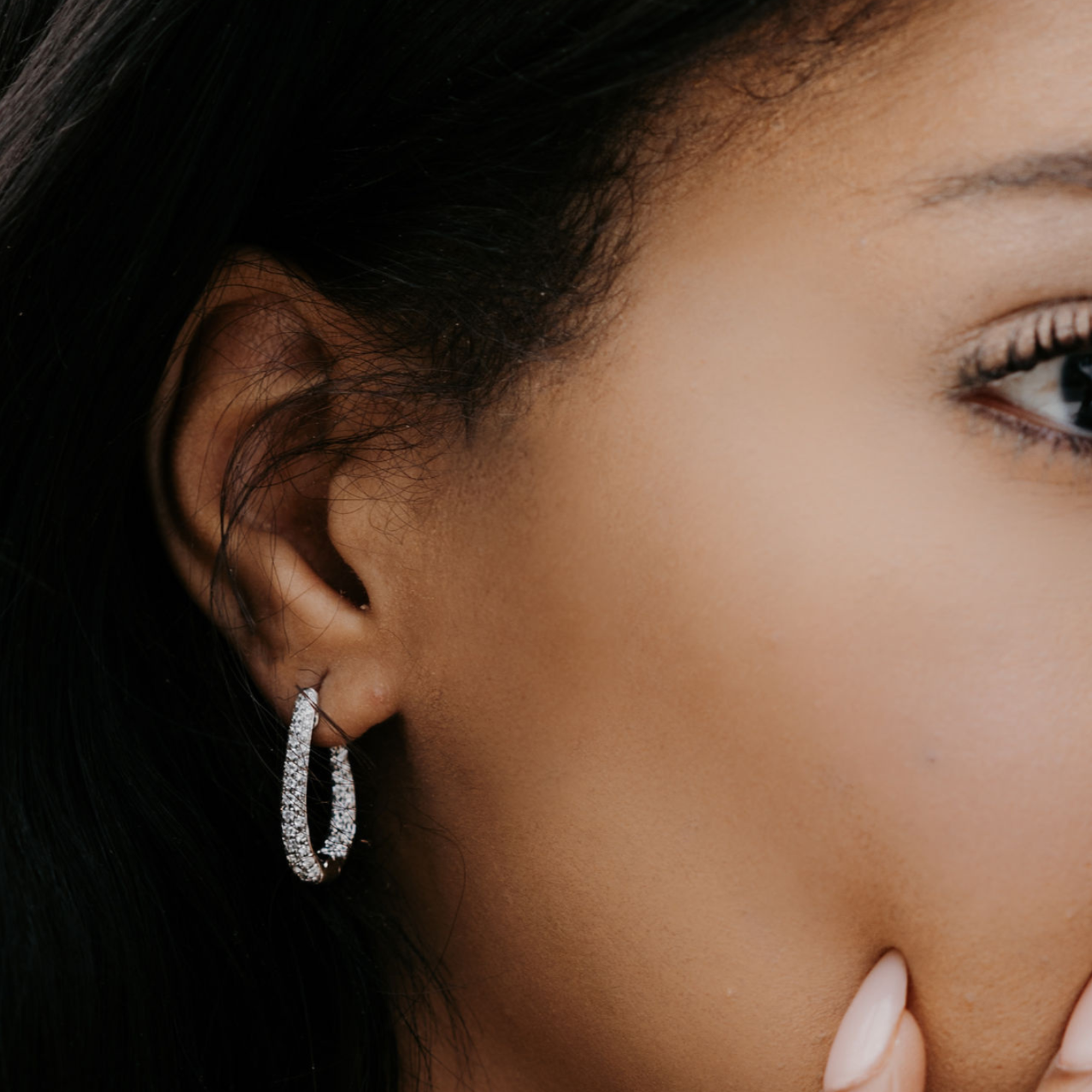 white gold pave diamond earrings