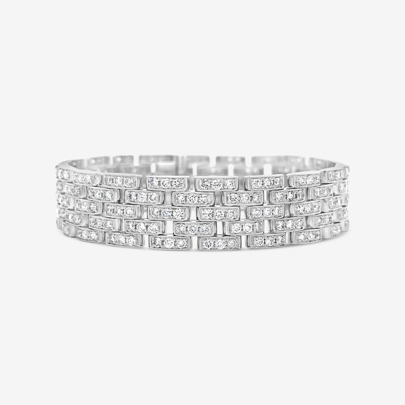 white gold brick link diamond bracelet