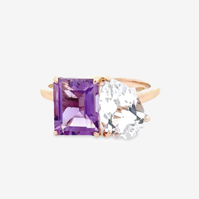 The Deux - Amethyst & White Topaz Ring