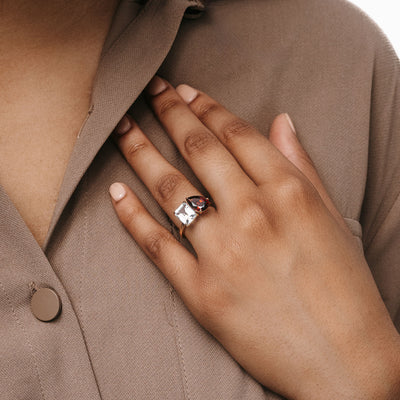 garnet and white topaz ring