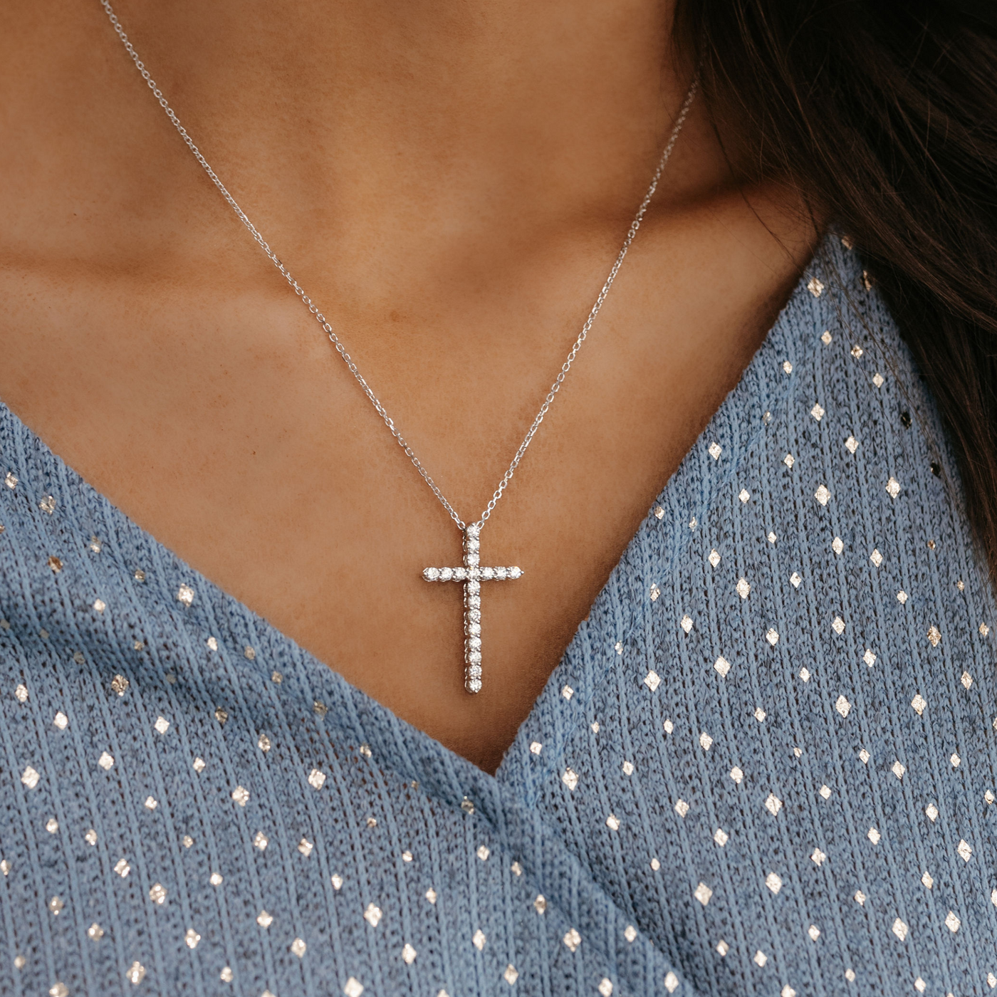 traditional diamond cross pendant