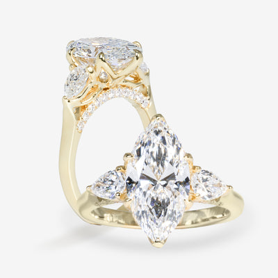 Petal 3 Stone - Pear Sides - Marquise Engagement Ring