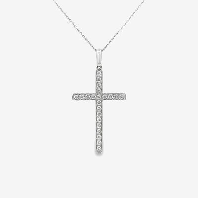 diamond cross necklace in white gold