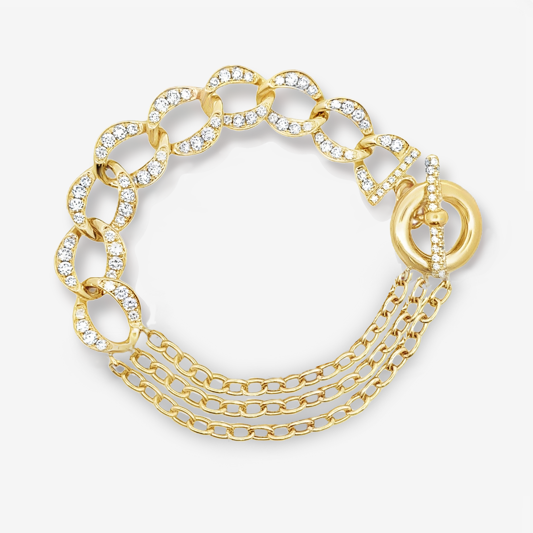 Triple Link Chain Oval Diamond Bracelet – Mavilo