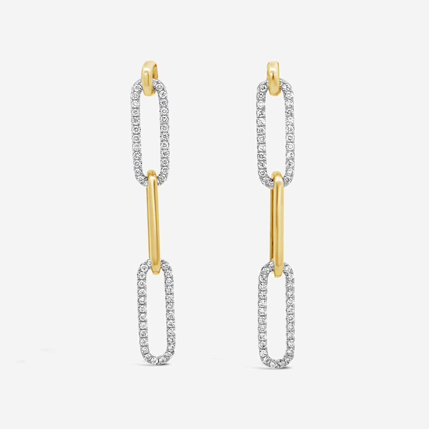 Triple Dangle Diamond & Paperclip Links Earrings