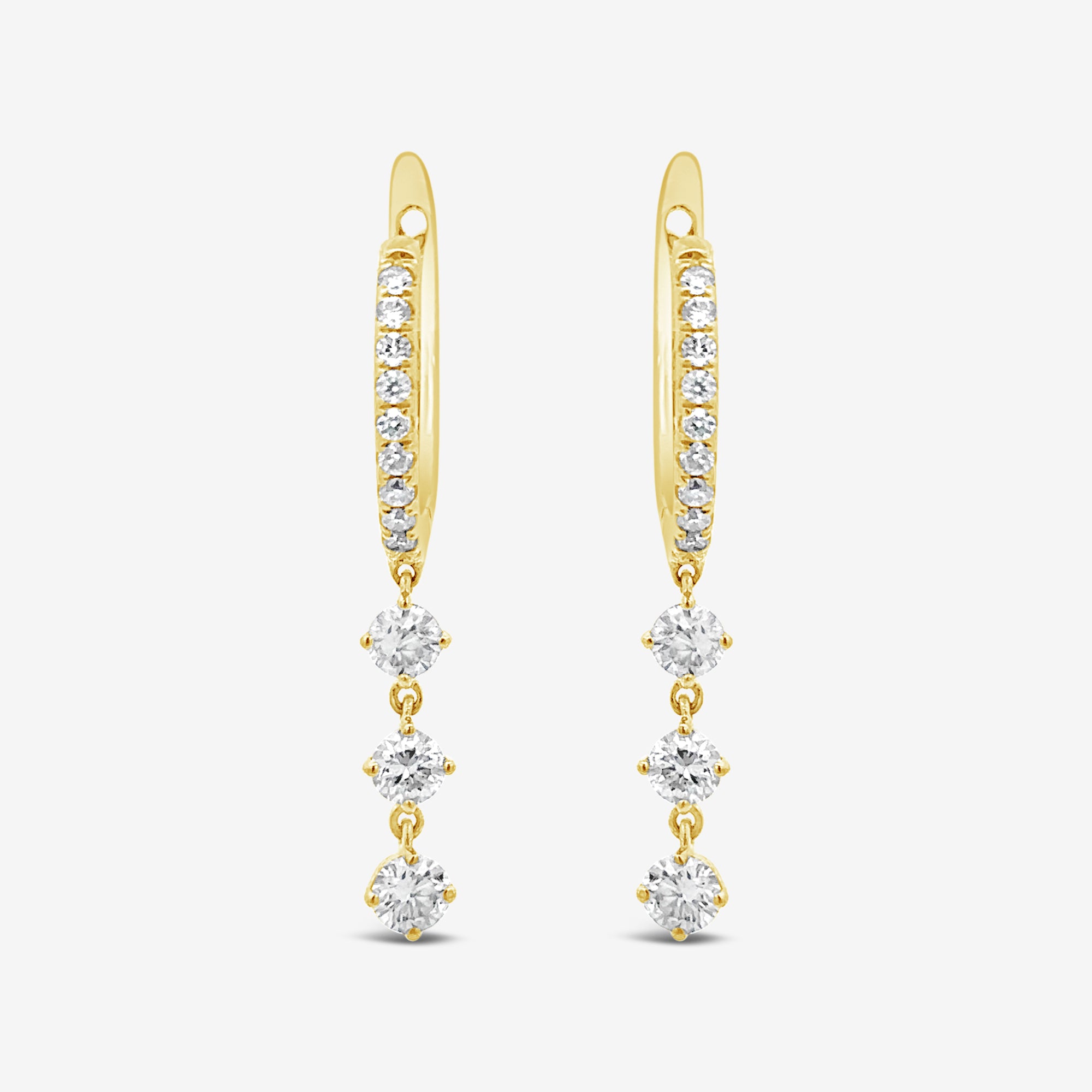 diamond drop huggie earrings