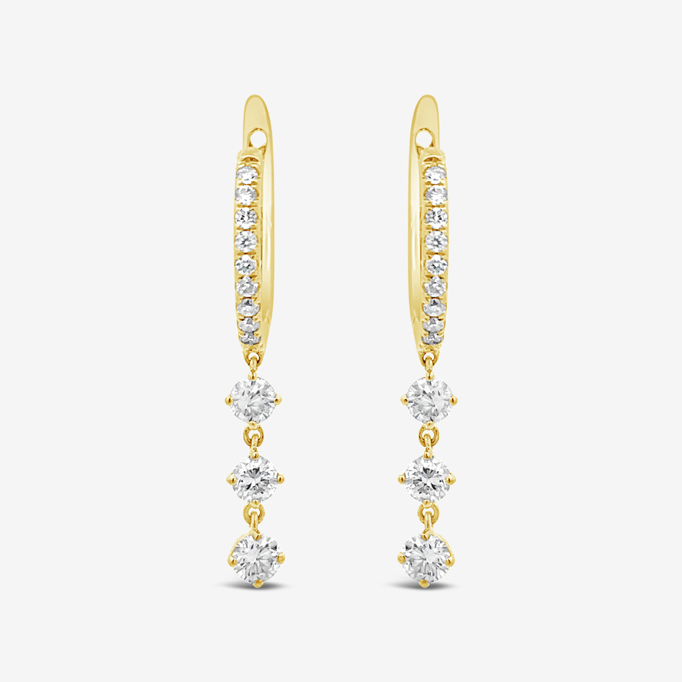 diamond drop huggie earrings