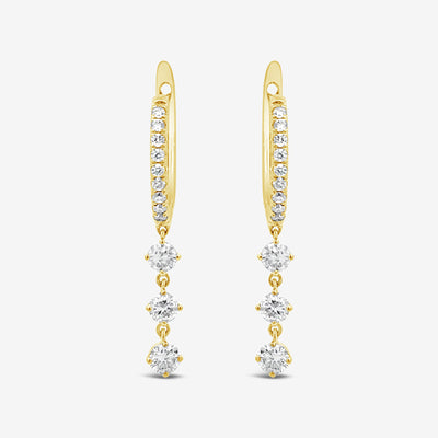 diamond drop huggie earrings