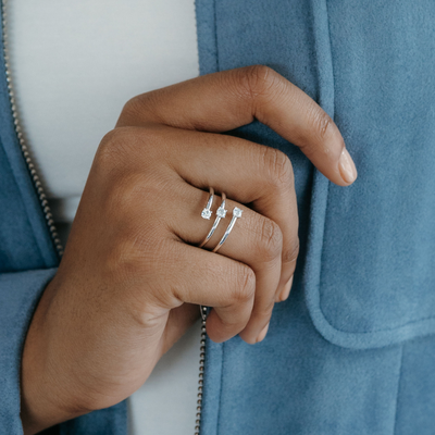 triple diamond spiral ring