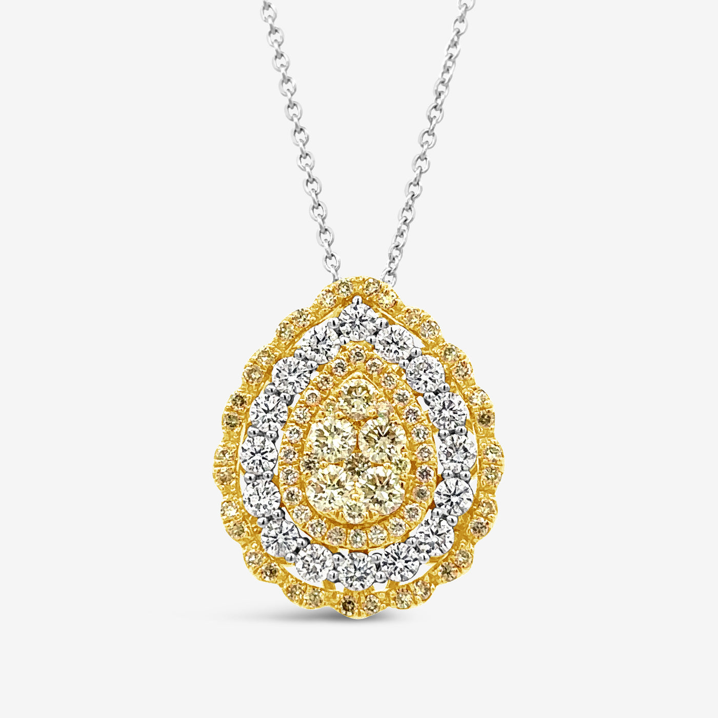 Triple Halo Diamond Pendant Necklace