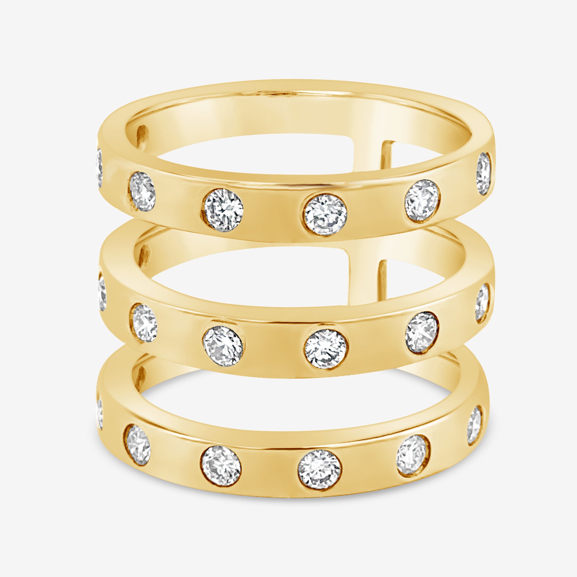 triple stacked burnished diamond ring
