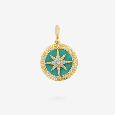 Turquoise & Diamond Compass Charm