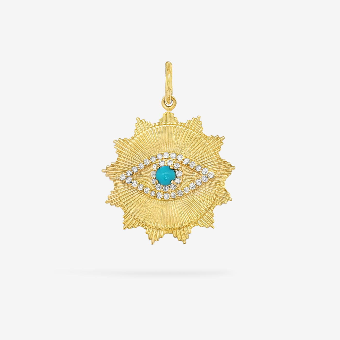 Turquoise & Diamond Evil Eye Fluted Rays Charm
