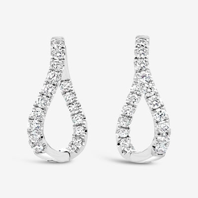 white gold twist diamond hoop earrings