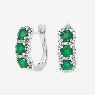 emerald and diamond huggie earrings