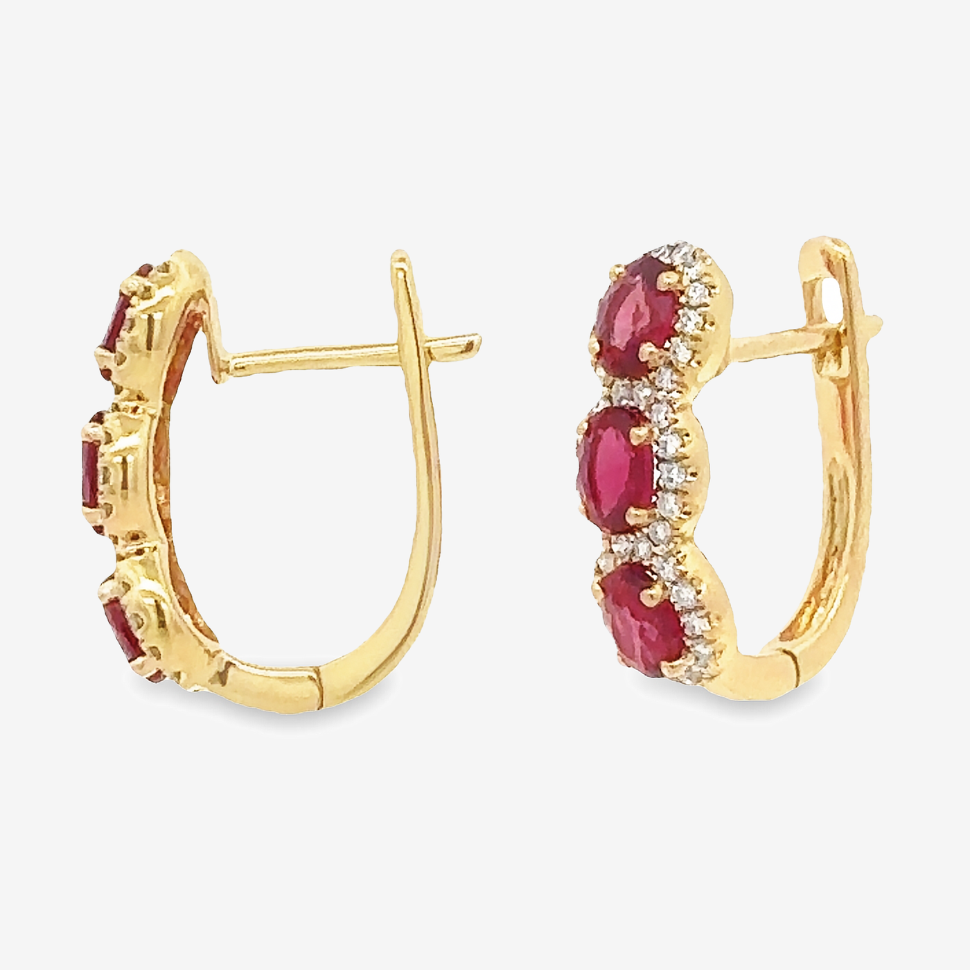 U-Hoop Ruby & Diamond Halo Earrings