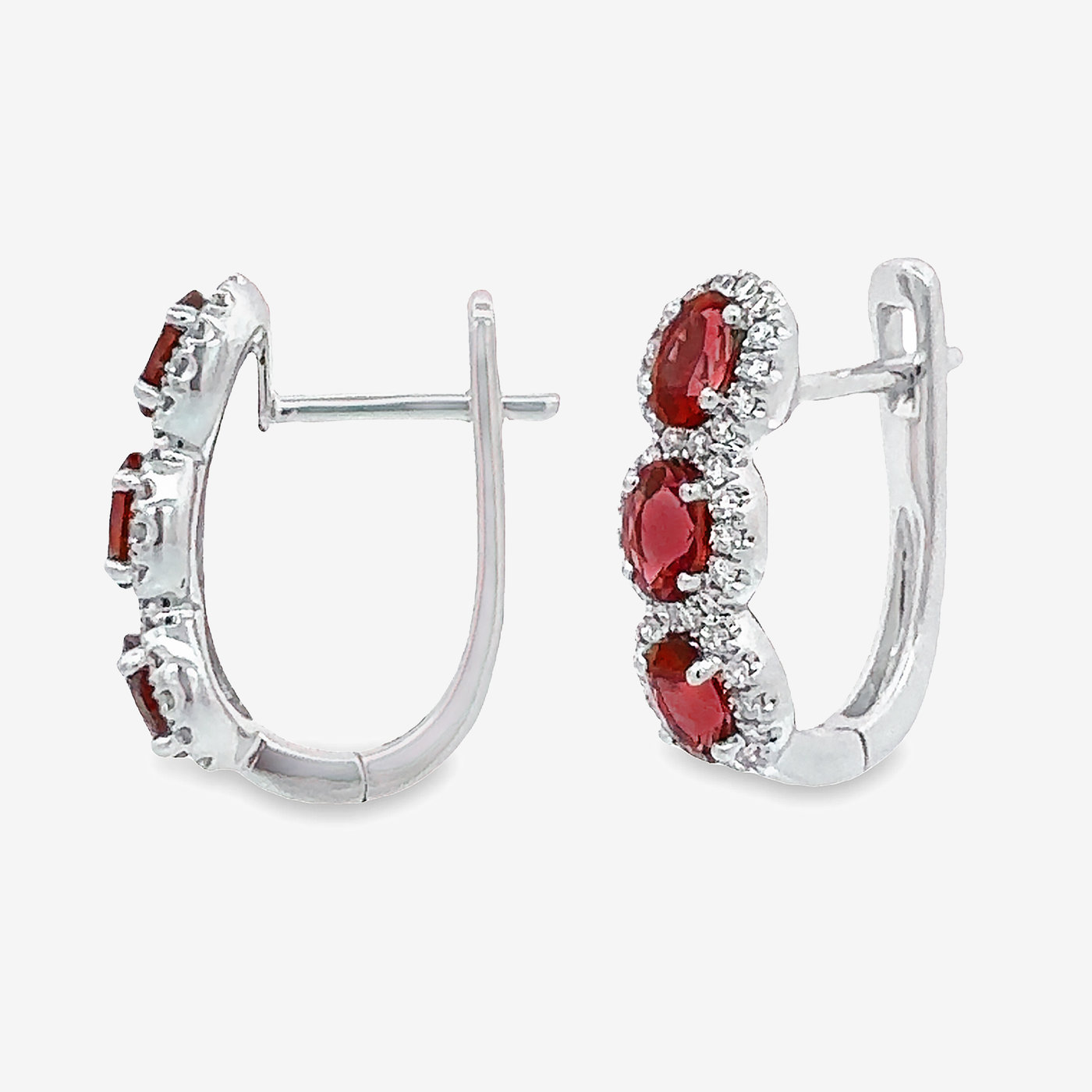 U-Hoop Ruby & Diamond Halo Earrings