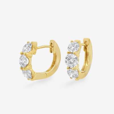 Ultimate 3 Diamond 1.90CT Huggie Earrings