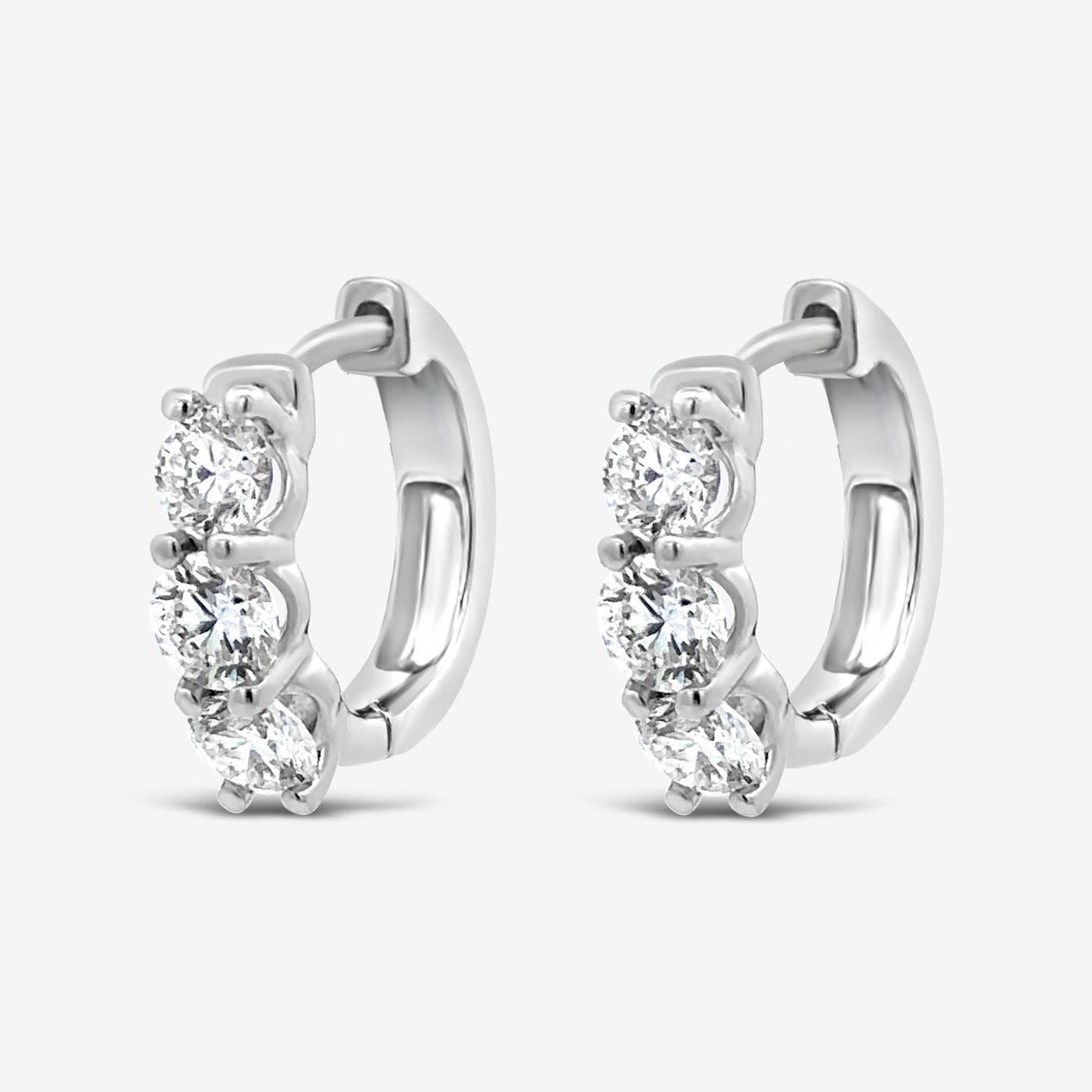 Ultimate 3 Diamond 1.90CT Huggie Earrings