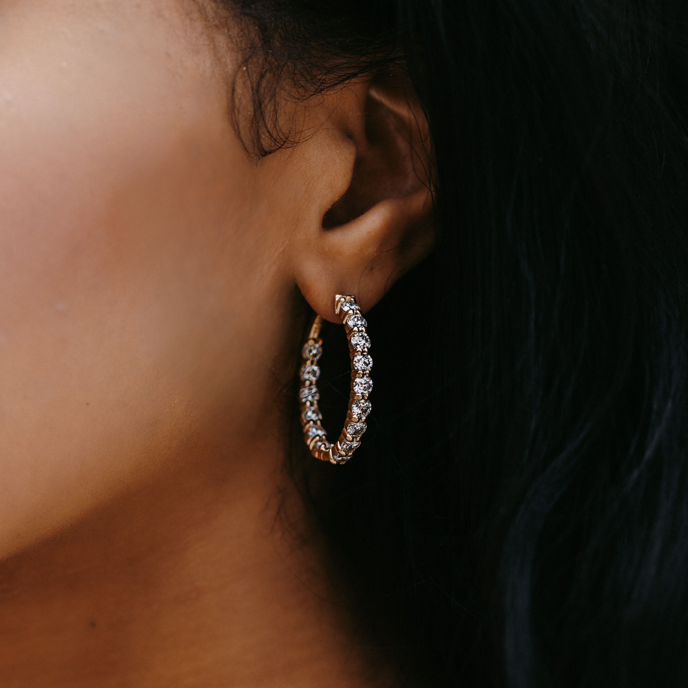 round diamond hoop earrings