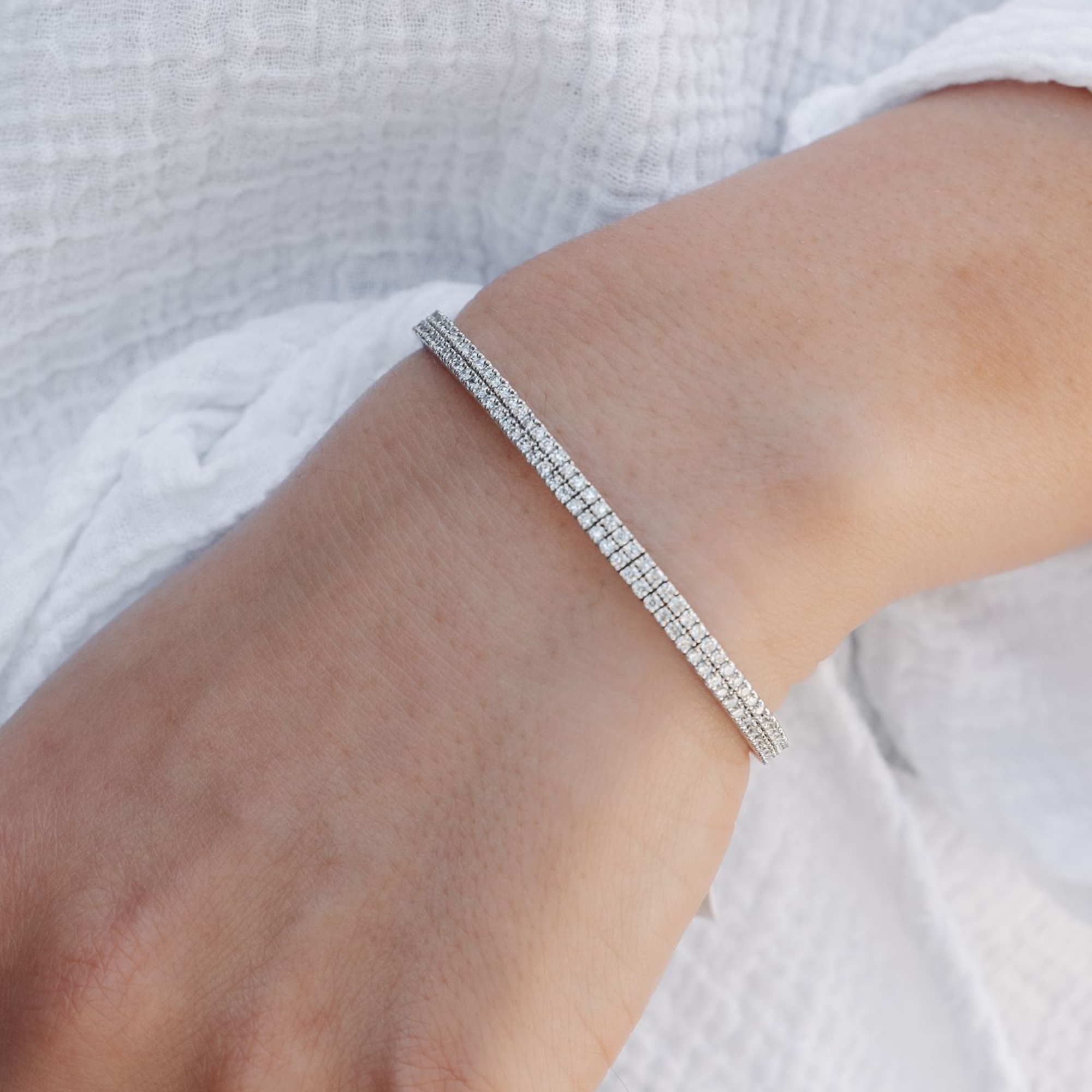 two row diamond tennis bracelet