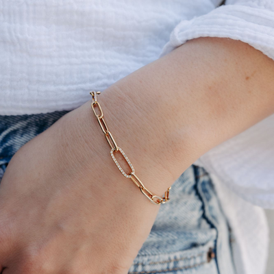 diamond link paperclip bracelet