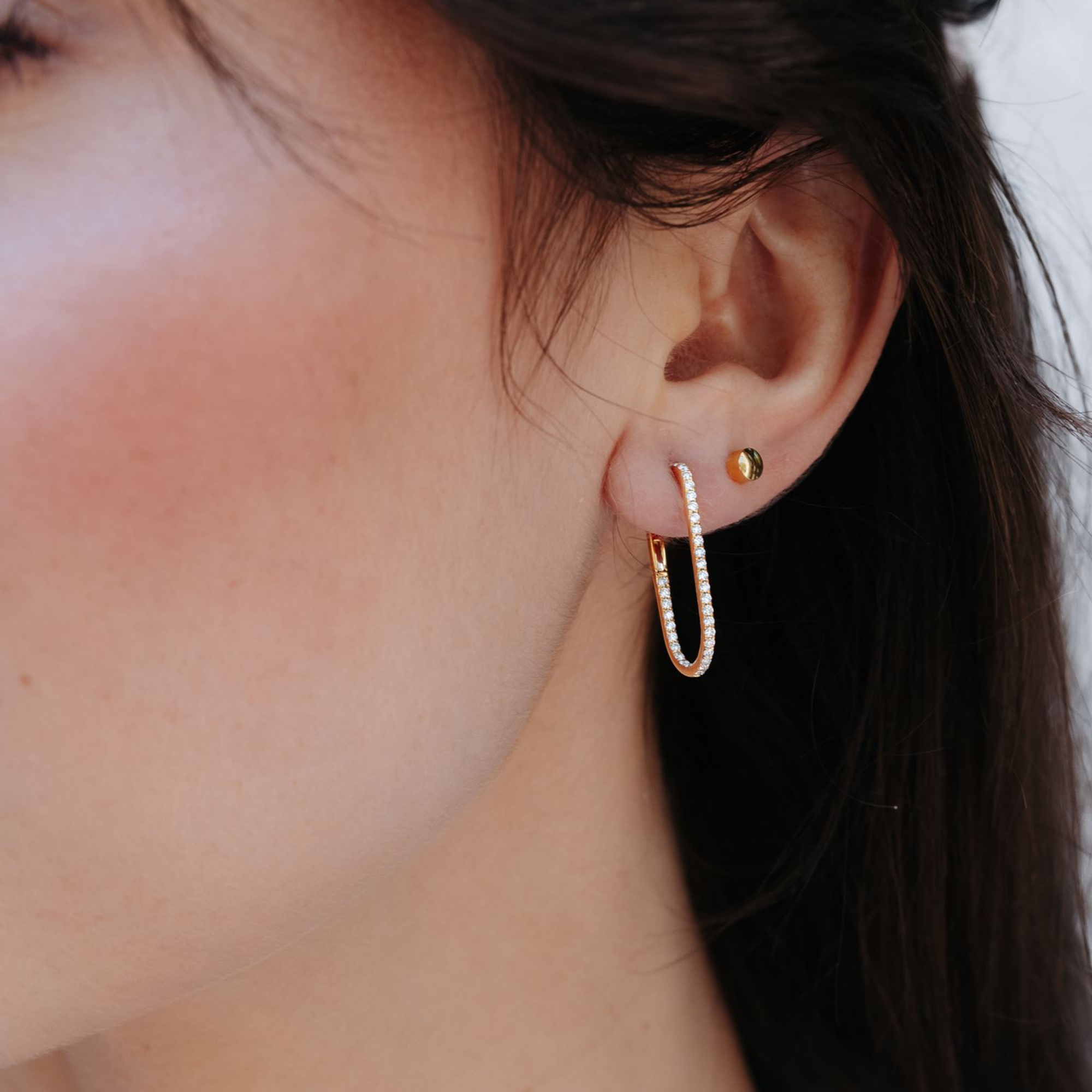 eternity diamond paperclip earrings