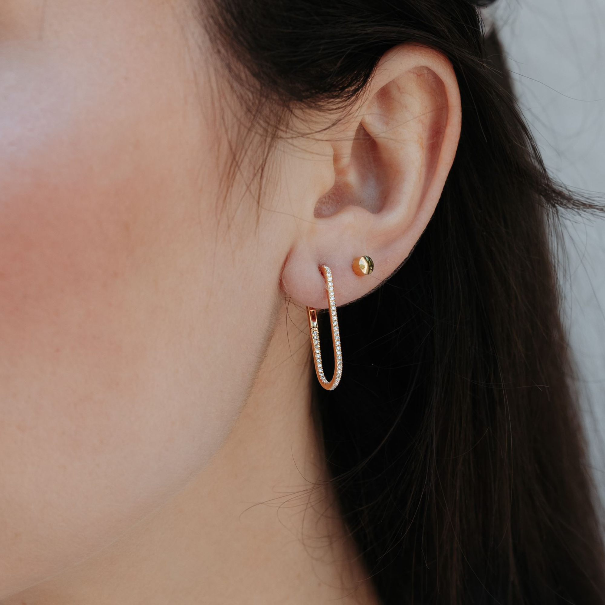 eternity diamond paperclip earrings