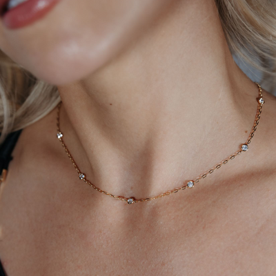 Paper Clip 0.75CT 8 Diamonds By The Yard Necklace