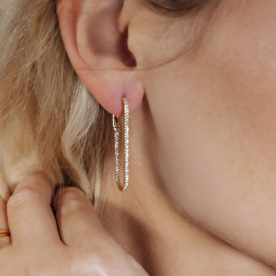 Inside Out Diamond Paper Clip Link Earrings