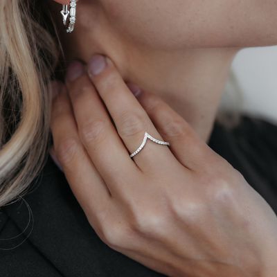 Diamond Chevron Halfway Ring
