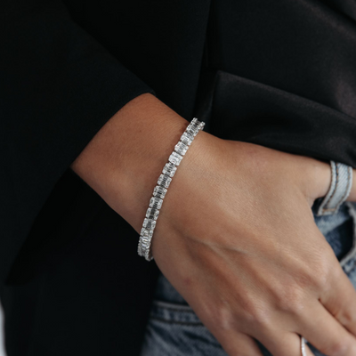 Baguette & Round Invisible Set Tennis Bracelet