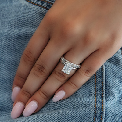 3/4 Asscher Bezel 1.10CT Diamond Ring
