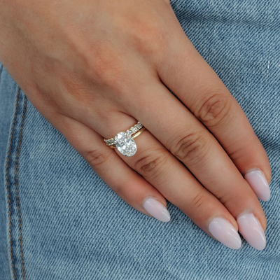 1/2 Way Oval Shared Prong Ring