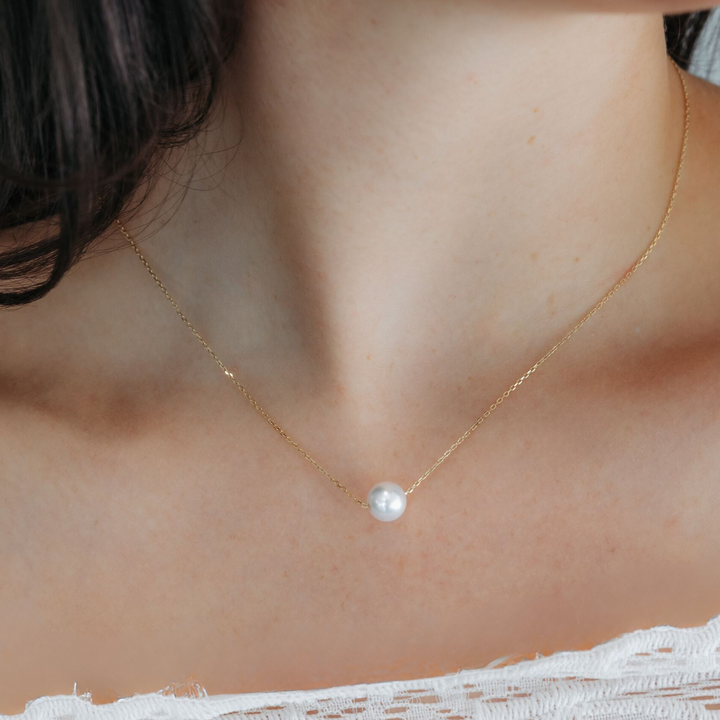 8mm Akoya Floating Pearl Necklace Mavilo