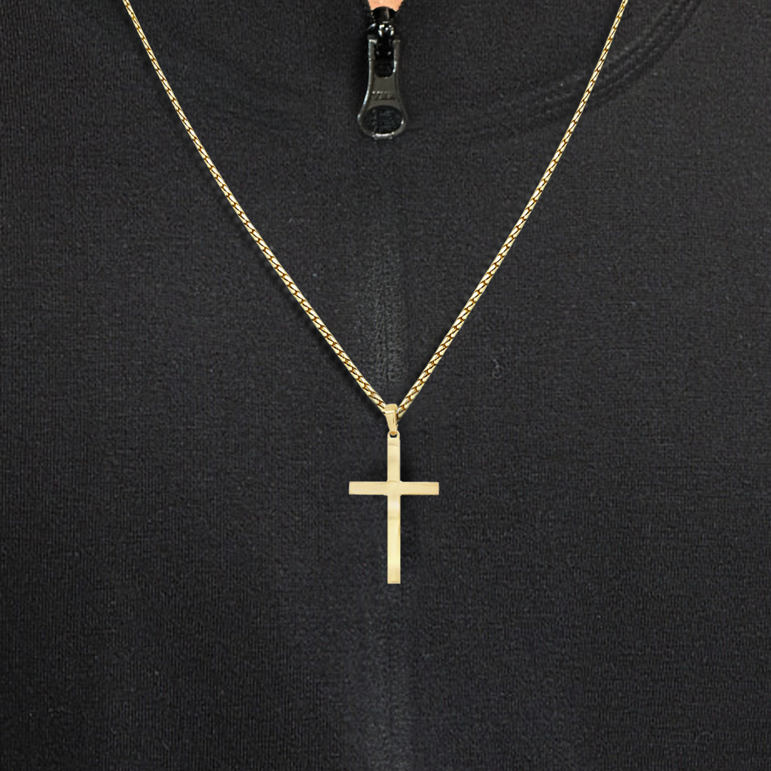 32MM Classic Solid Gold Square Cross Pendant – Mavilo