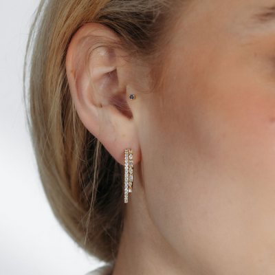 Double Oval Fancy Diamond Hoop Earrings