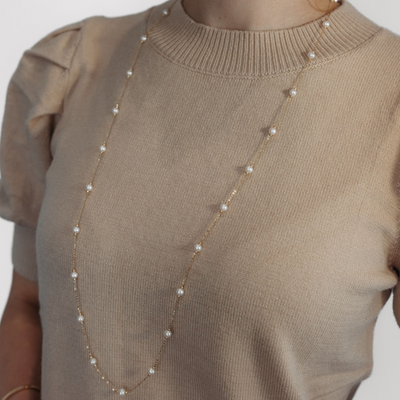 5-5.5MM Pearl Station Bead It Necklace