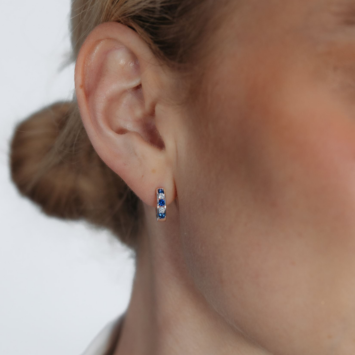 Sapphire & Diamond Channel Set Huggie Earrings
