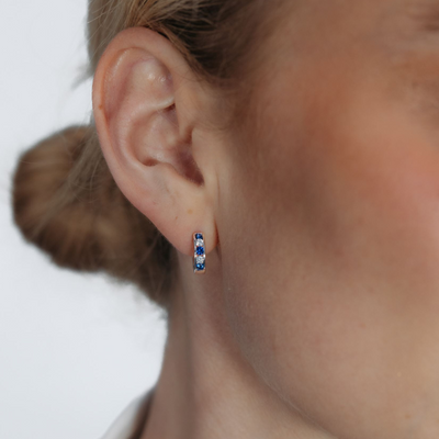 Sapphire & Diamond Channel Set Huggie Earrings