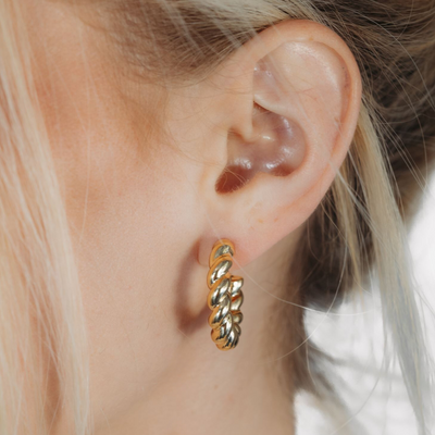 6mm Twist Gold Hoop Earrings