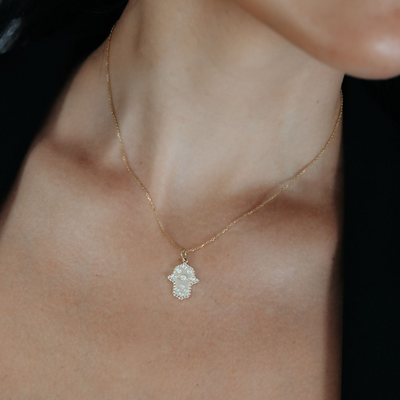 Large Diamond Sand Blasted Hamsa Pendant