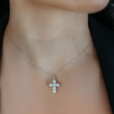 Classic Shared Prong 2.20CTDiamond Cross Pendant