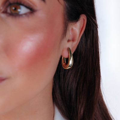 8mm Tapered Oval 1" Hoop Earrings