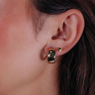 Flat 8mm Wide Huggie Earrings