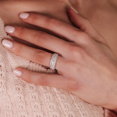 5 Row Pave' Diamond 1/2 Way Ring