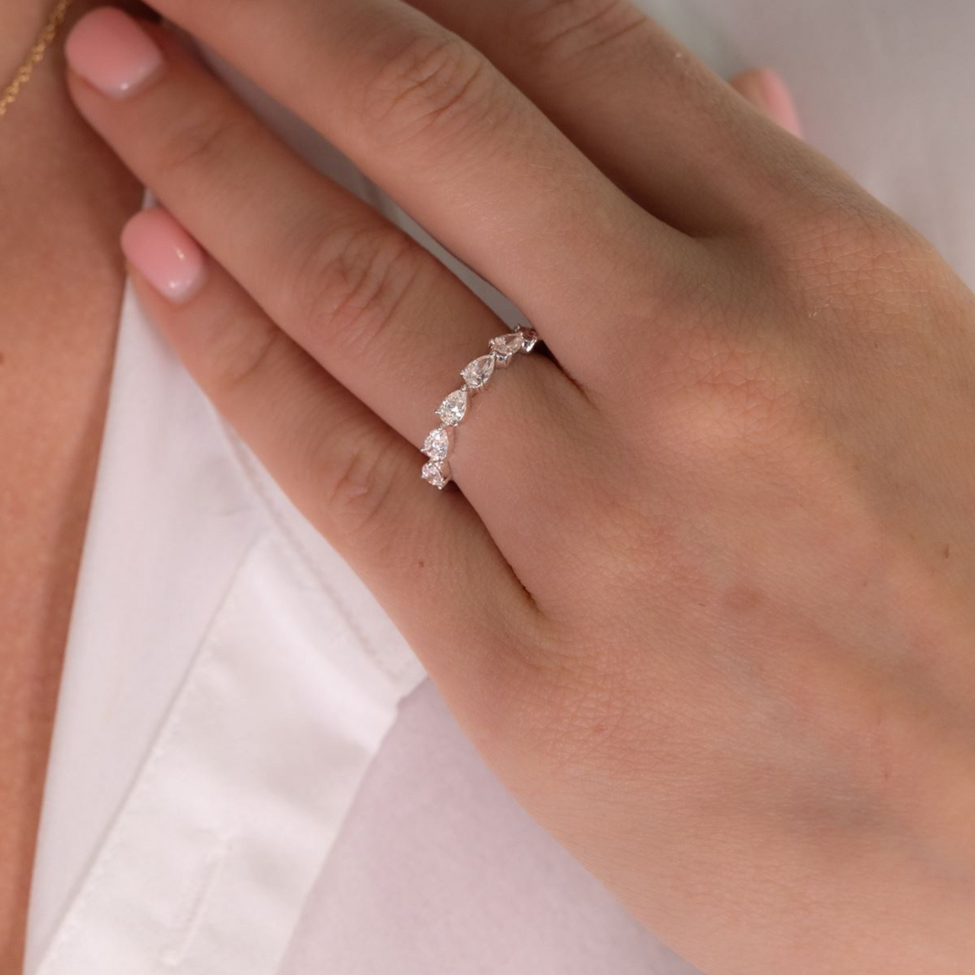 East-West Pear Shaped Diamond Ring
